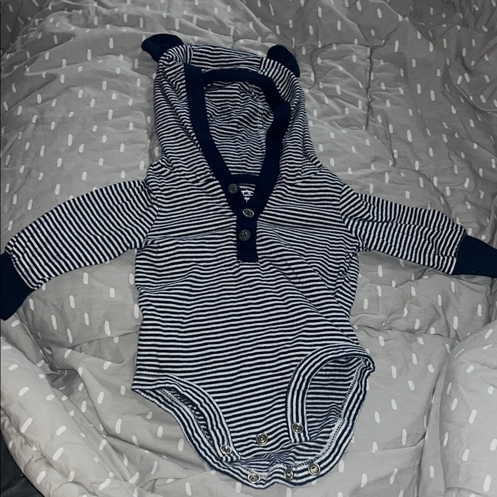 Carter's Navy and White Striped Bodysuit with Hood